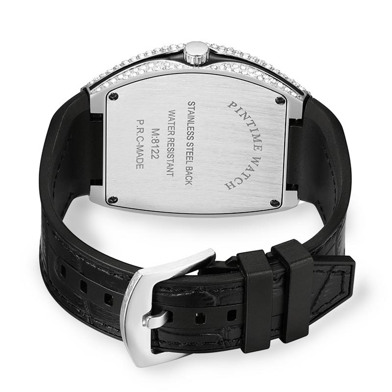 Men's Iced Arabic Numerals Watch with Blue Strap