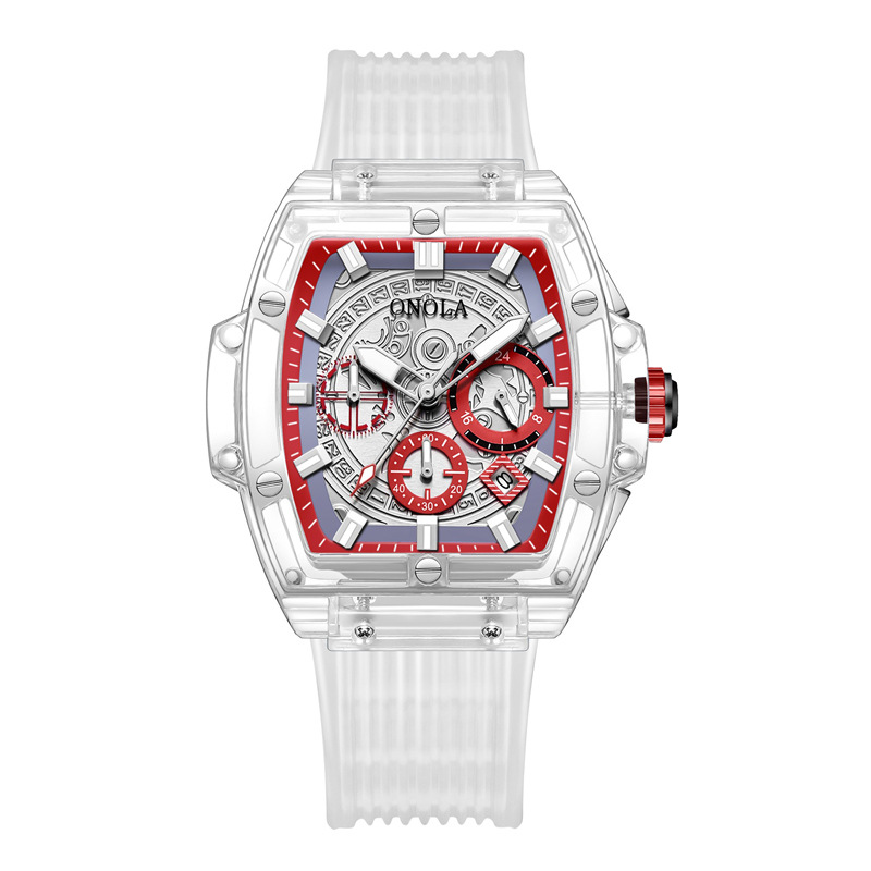 40mm Silicone Transparent Strap Sport Quartz Watch
