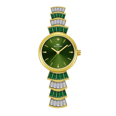 25mm Green Dial Scalloped Band Quartz Watch