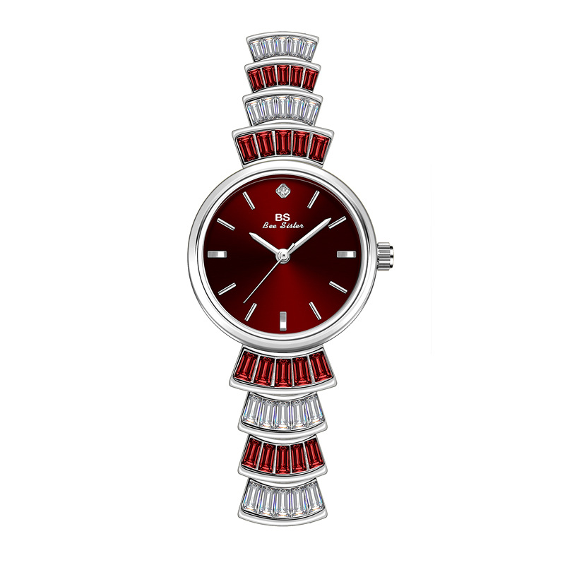  25mm Red Dial Scalloped Band Quartz Watch