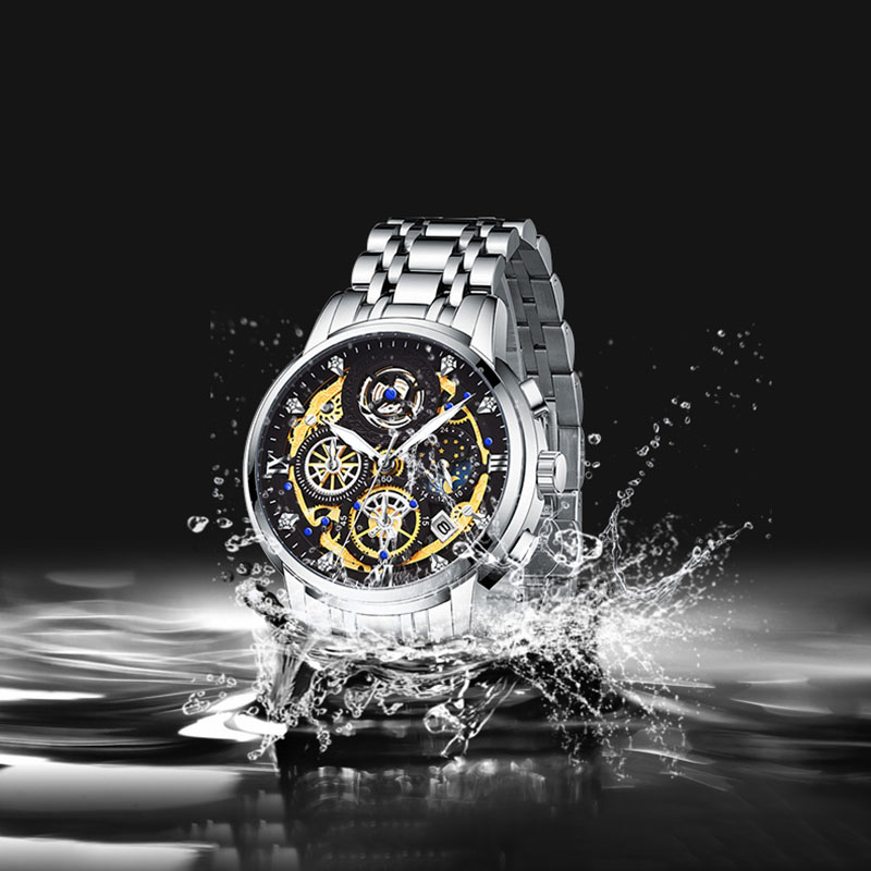  40mm Stainless Steel Waterproof Luminous Date Quartz Watch