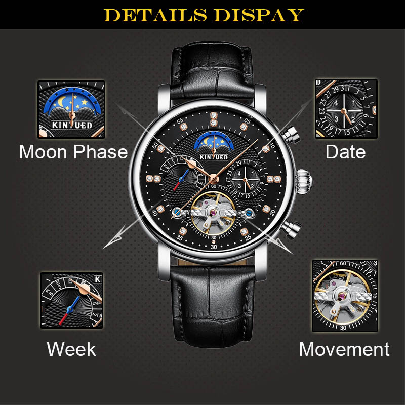 Casual Business Mechanical Automatic Watch with Leather Strap