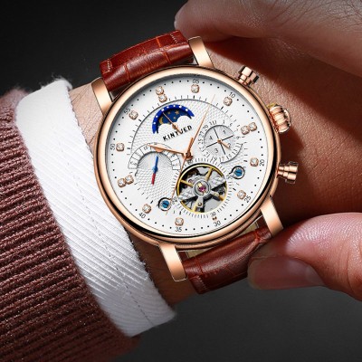 Casual Business Mechanical Automatic Watch with Leather Strap