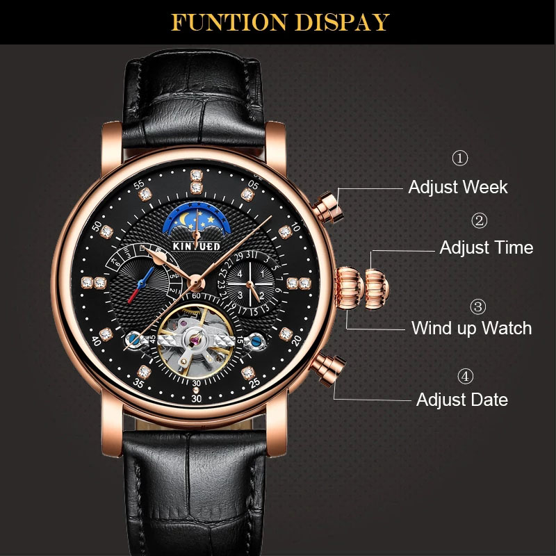Casual Business Mechanical Automatic Watch with Leather Strap