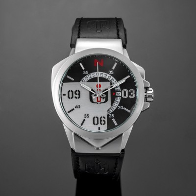48mm Quartz Men's Watch with Leather Strap