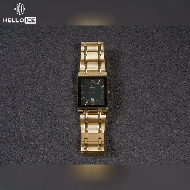 Square Quartz Watch for Men with Steel Strap