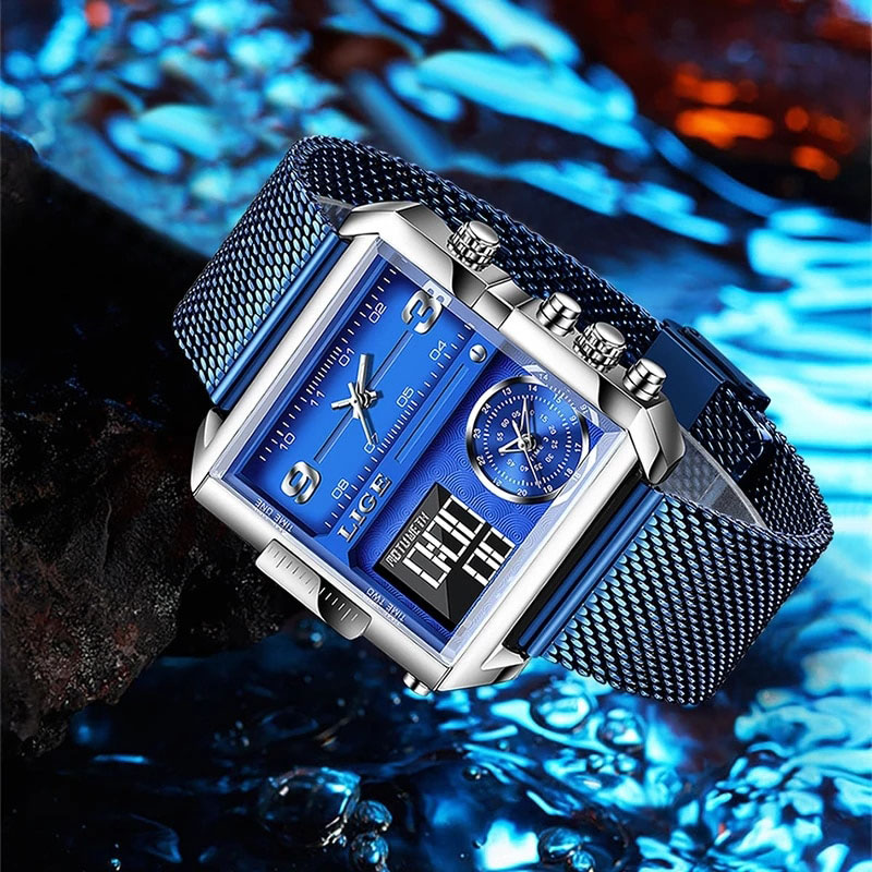  40mm Square Multifunctional Electronic Quartz Watch