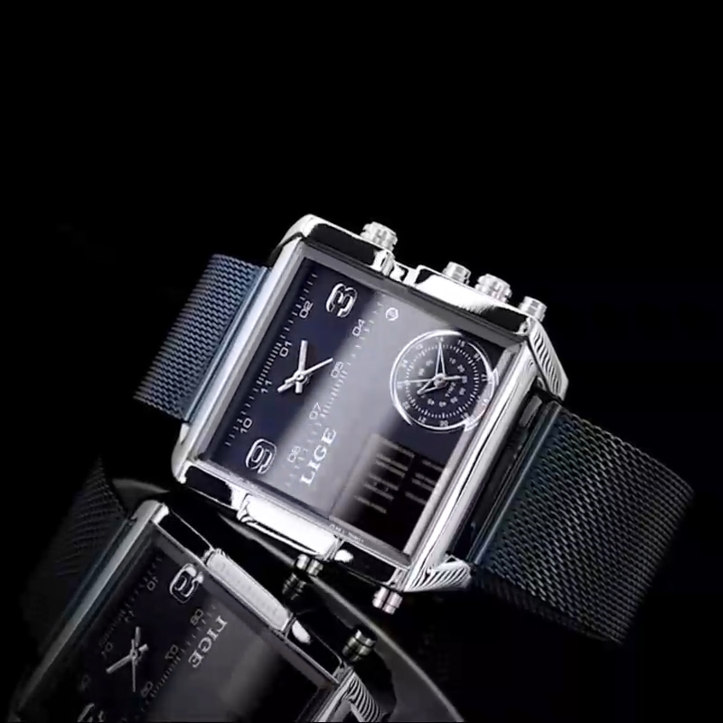  40mm Square Multifunctional Electronic Quartz Watch