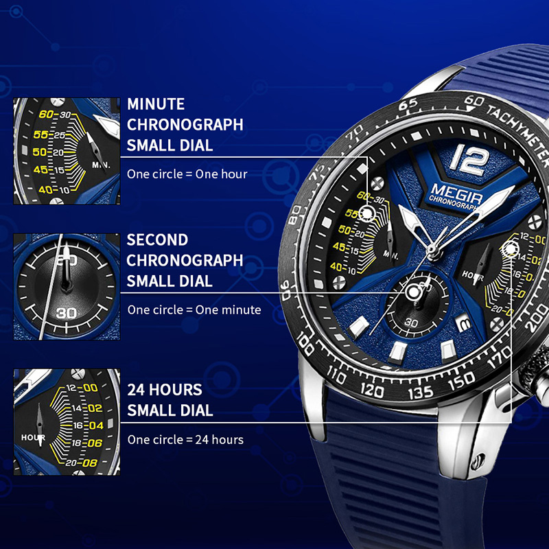 48mm Waterproof Quartz Luminous Silicone Strap Watch