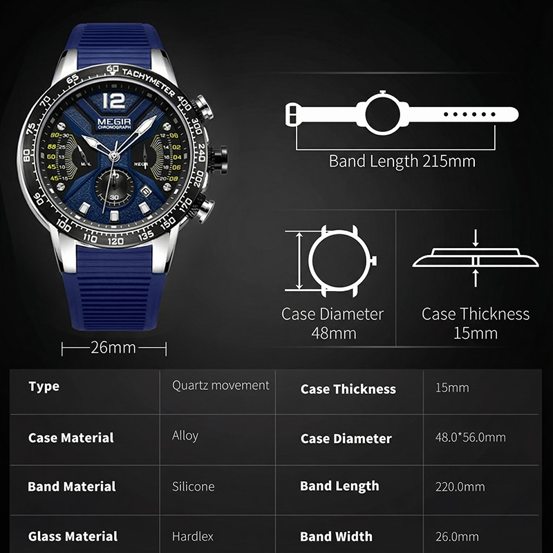 48mm Waterproof Quartz Luminous Silicone Strap Watch 48mm Waterproof Quartz Luminous Silicone Strap Watch