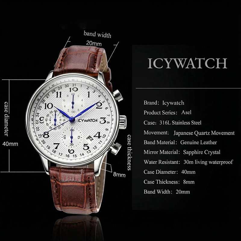 Multifunctional Business Casual Leather Quartz Watch Multifunctional Business Casual Leather Quartz Watch
