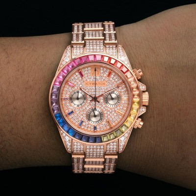 Luxury Handcrafted Rainbow Watch in Rose Gold