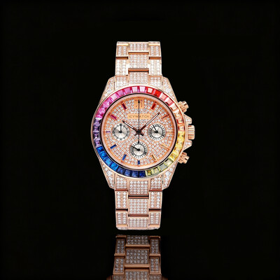 Luxury Handcrafted Rainbow Watch in Rose Gold
