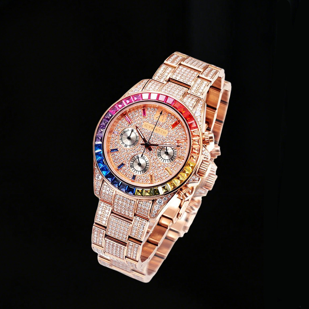 Luxury Handcrafted Rainbow Watch in Rose Gold