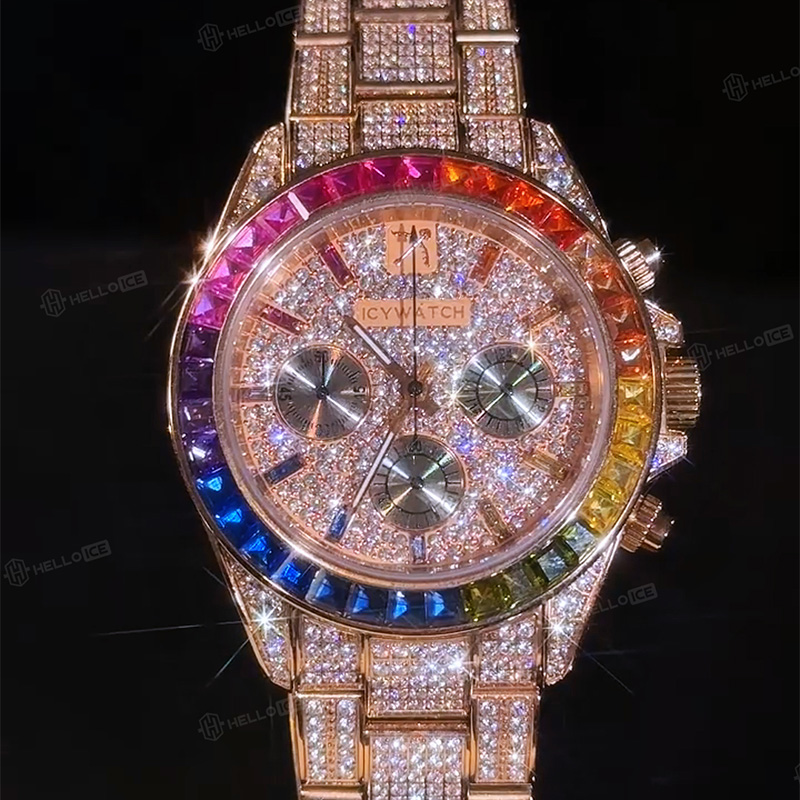 Luxury Handcrafted Rainbow Watch in Rose Gold