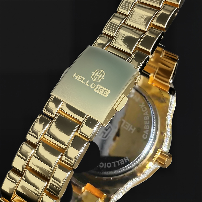 Iced Baguette Cut Roman Numerals Men's Watch in Gold