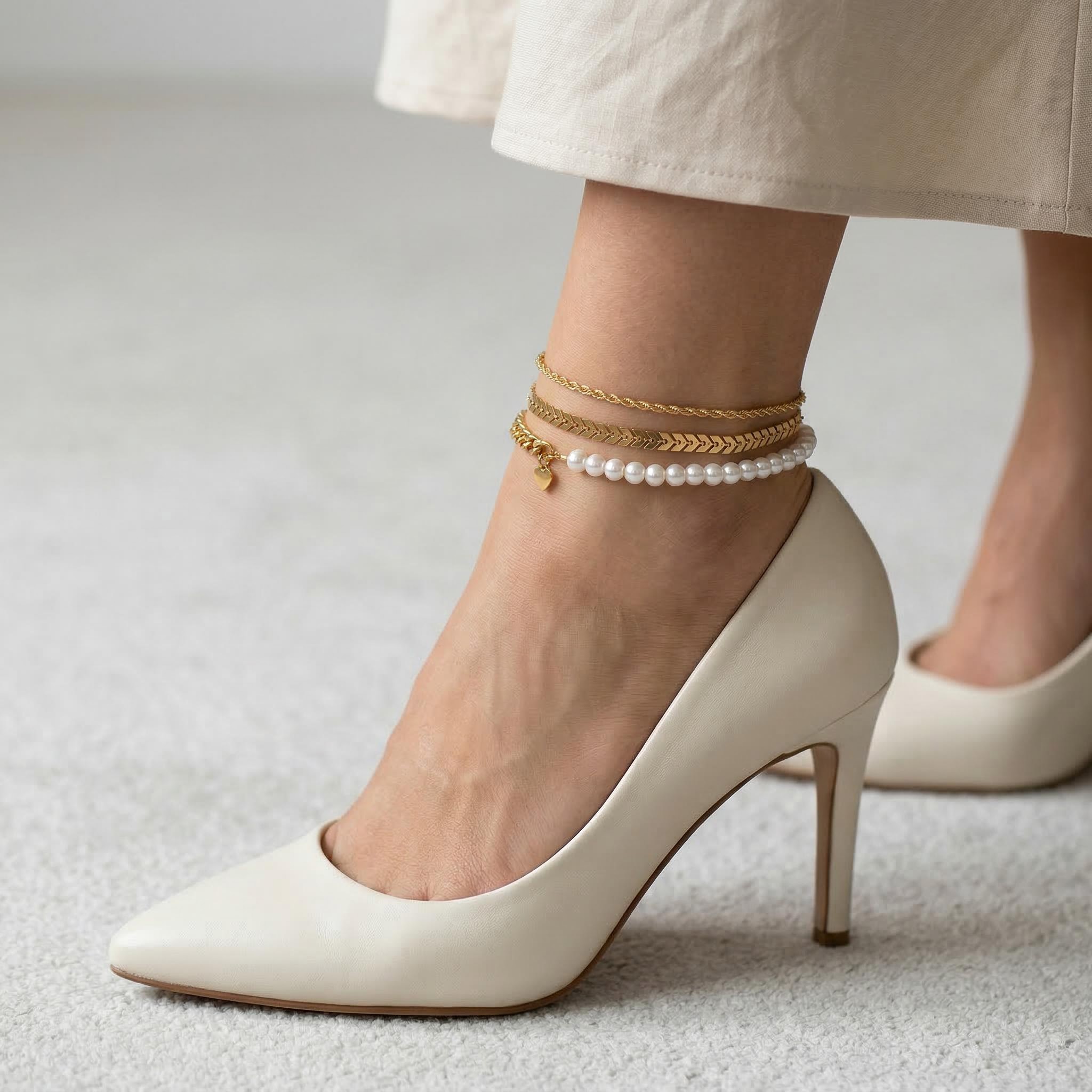 3Pcs Multilayer Women Anklet