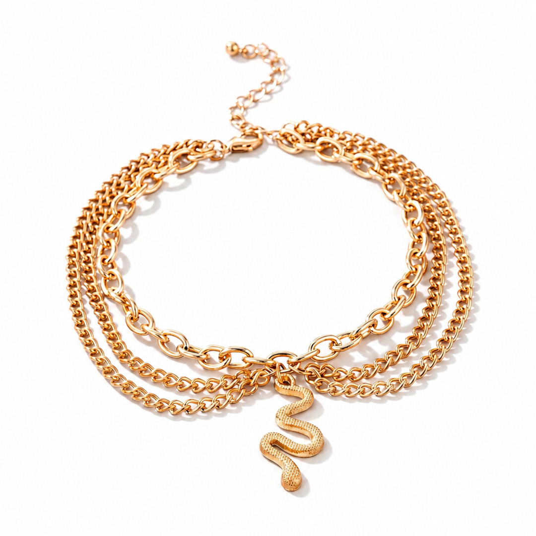  Snake Charm Layered Anklet