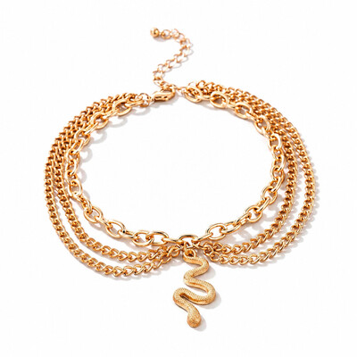 Snake Charm Layered Anklet