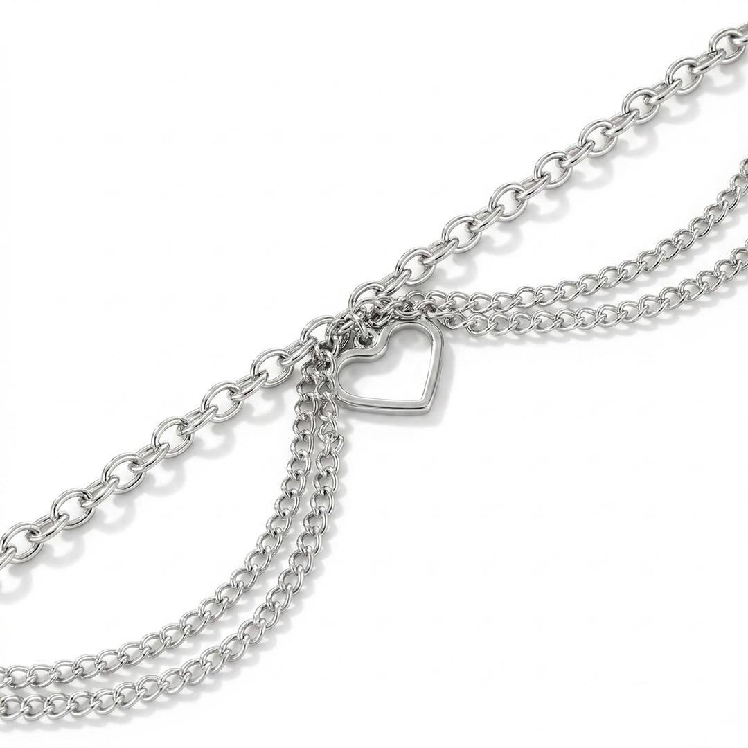 Heart Charm Layered Anklet