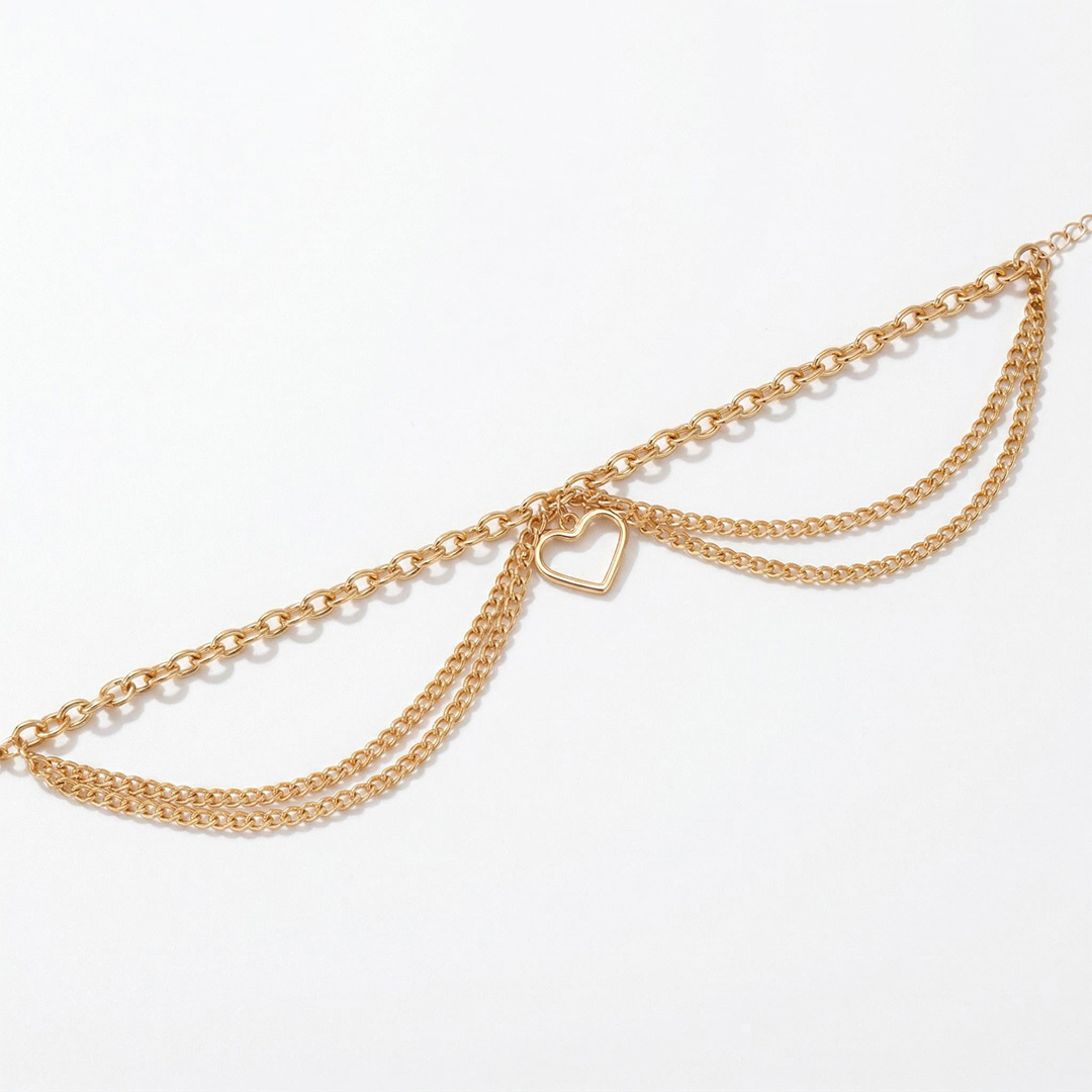 Heart Charm Layered Anklet