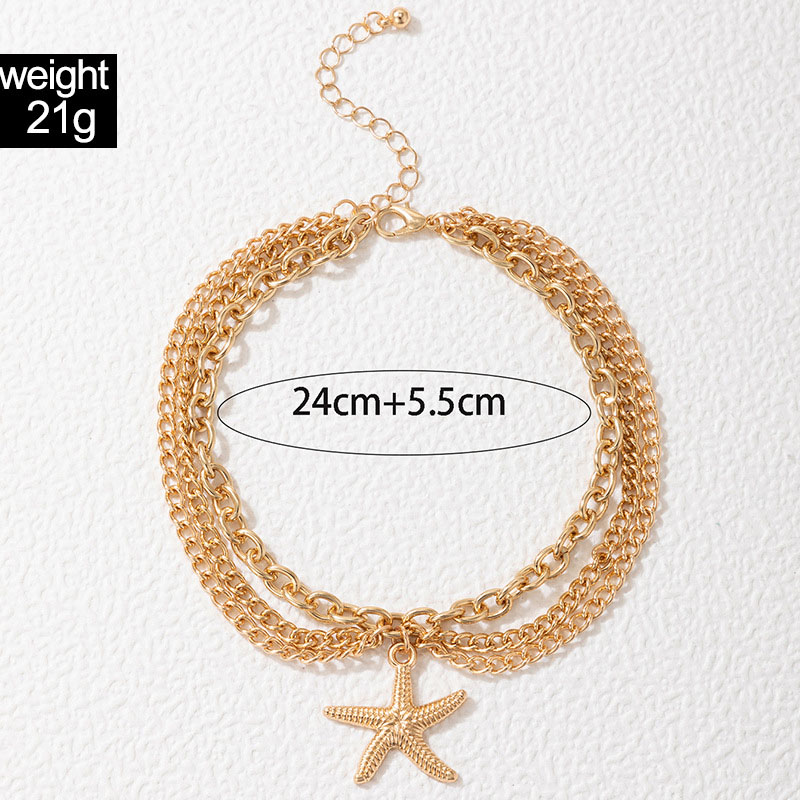 Starfish Charm Layered Anklet