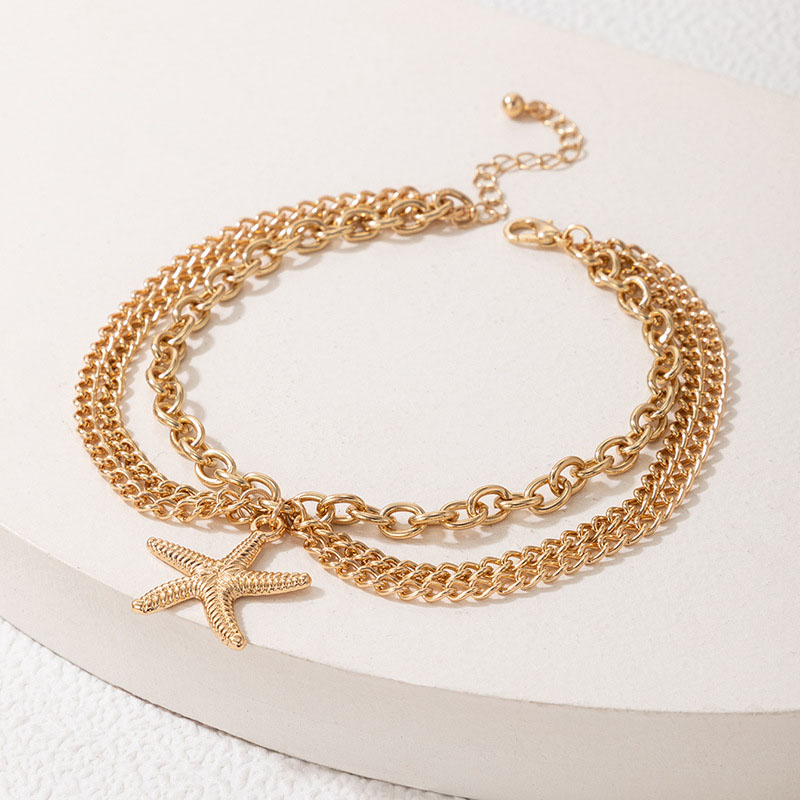 Starfish Charm Layered Anklet