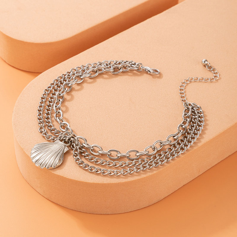Shell Charm Layered Anklet