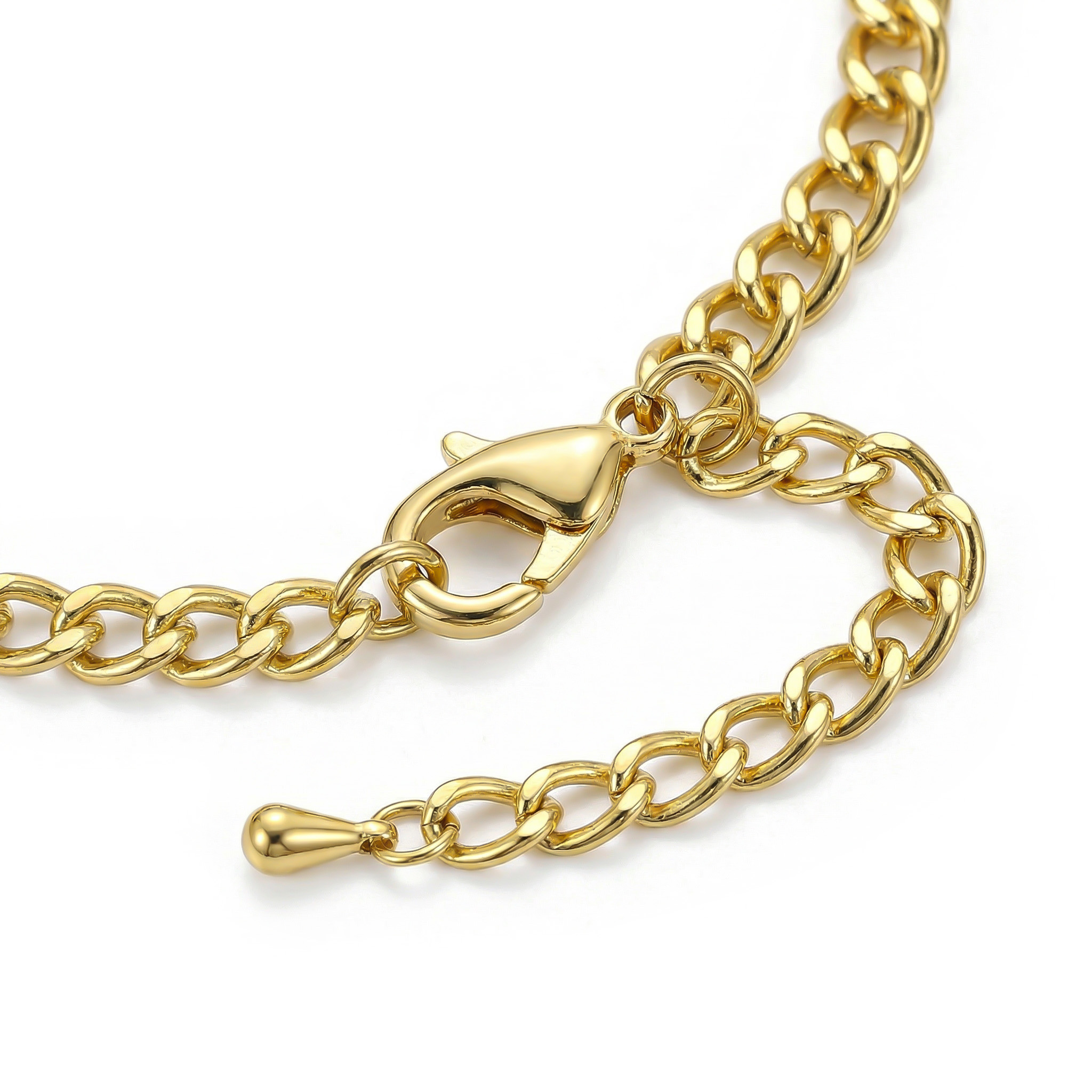  Iced A-Z Initial Letter Charm Gold Plated Cuban Chain Anklet
