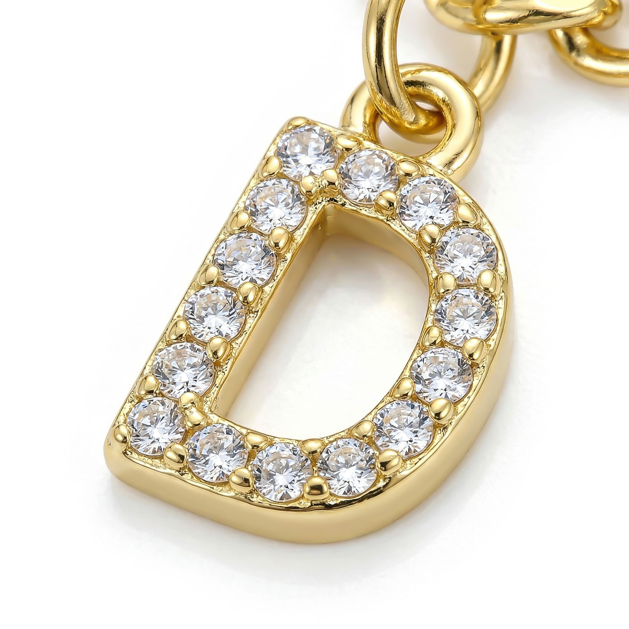  Iced A-Z Initial Letter Charm Gold Plated Cuban Chain Anklet