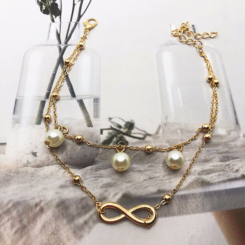 Double-layer Pearl Infinity Anklet