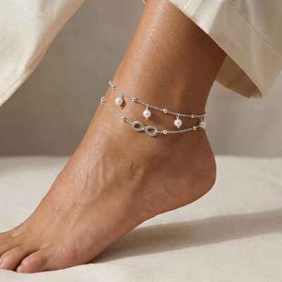 Double-layer Pearl Infinity Anklet