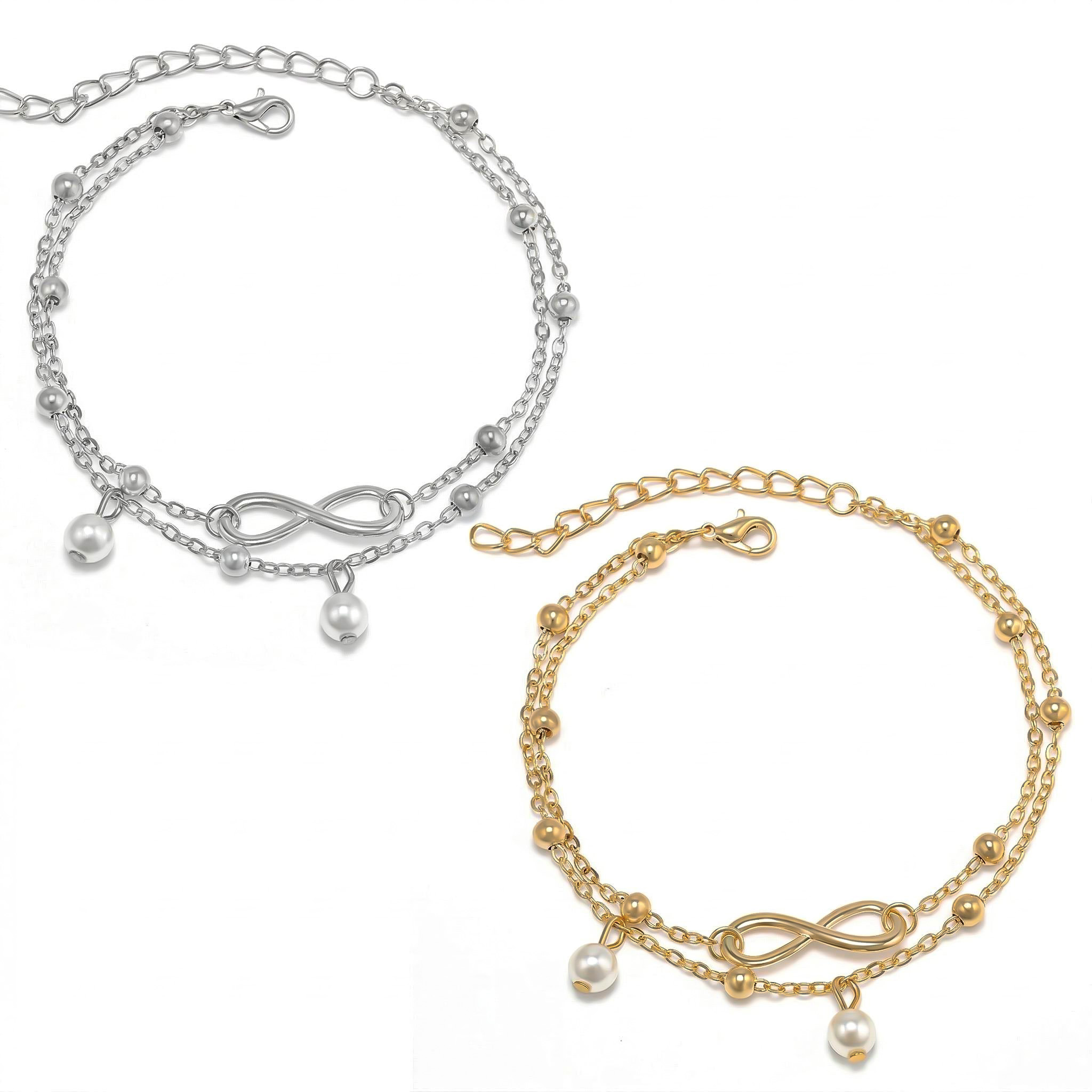 Double-layer Pearl Infinity Anklet