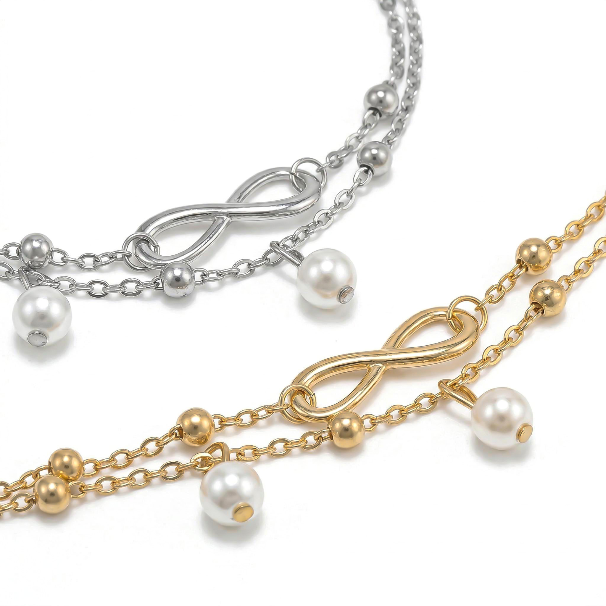 Double-layer Pearl Infinity Anklet