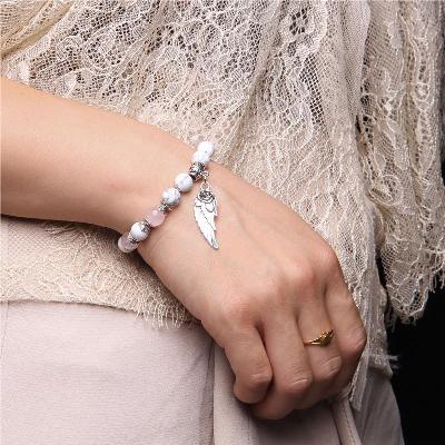 Angel Wing Pink Quartz Crystal Bracelet