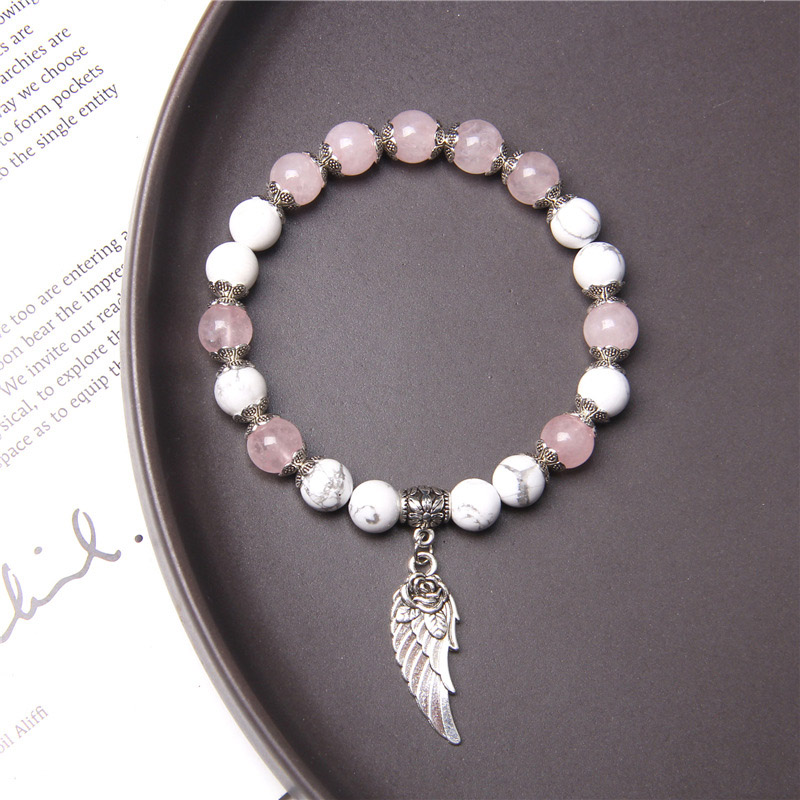Angel Wing Pink Quartz Crystal Bracelet