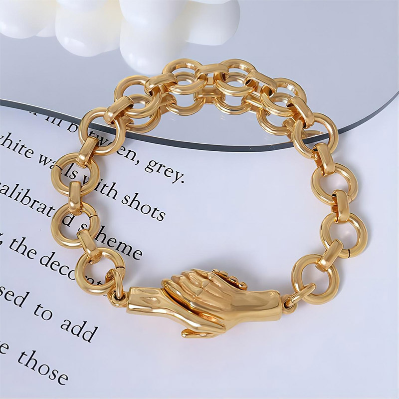 Magnetic Handshake Shape Bracelet in Gold