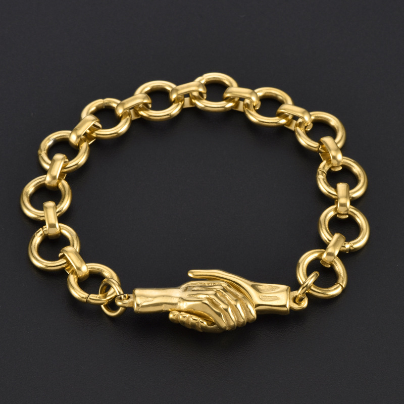 Magnetic Handshake Shape Bracelet in Gold