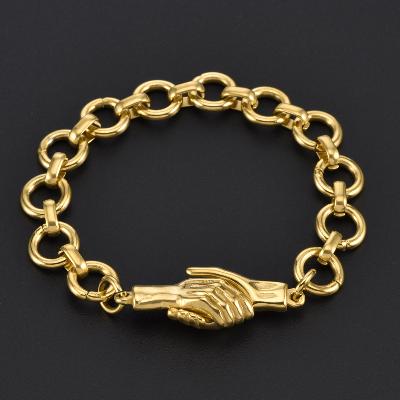 Magnetic Handshake Shape Bracelet in Gold