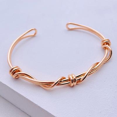 Gold Woven Twisted Open Bracelet