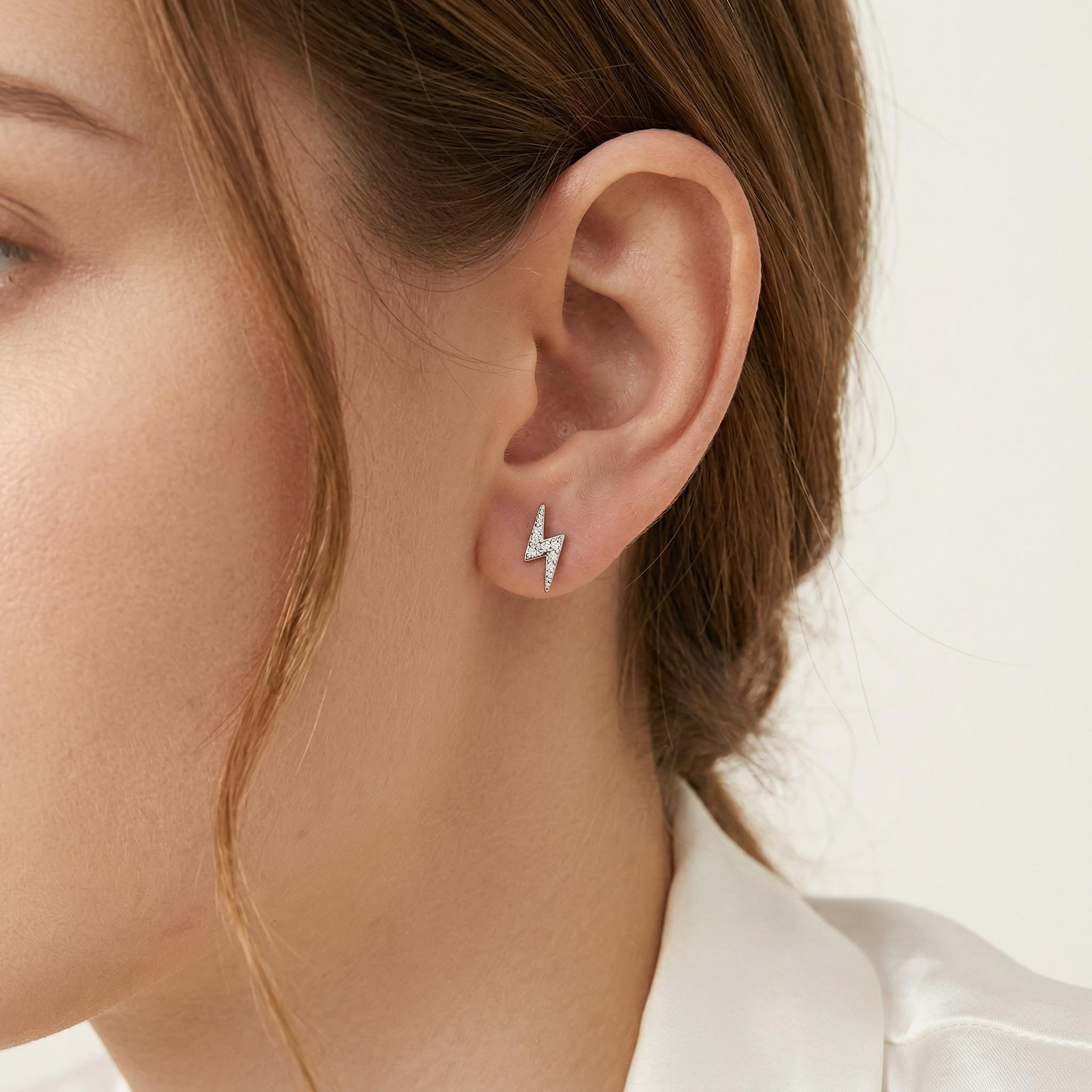 Hypoallergenic Mini Cute Lightning Stud Earrings
