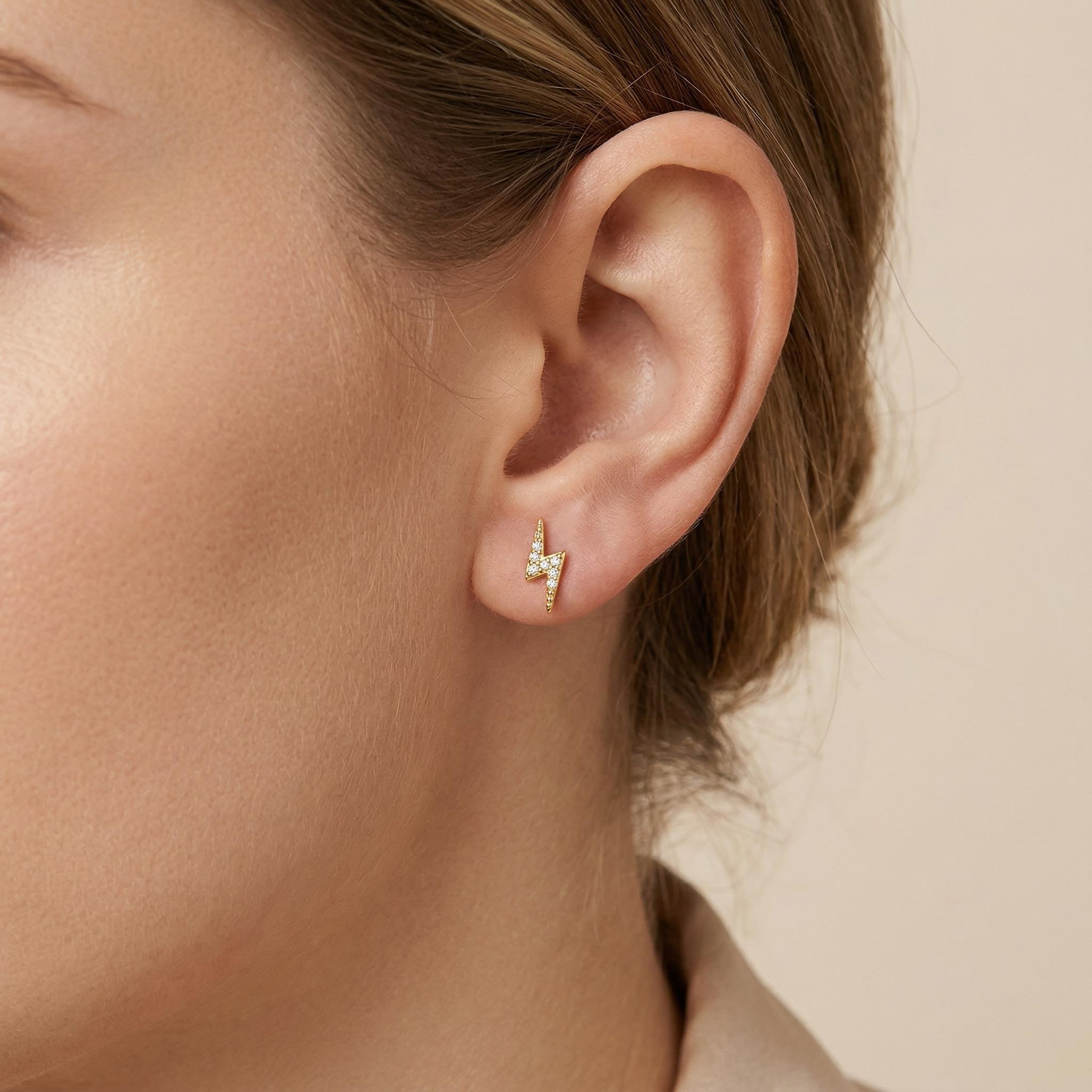 Hypoallergenic Mini Cute Lightning Stud Earrings
