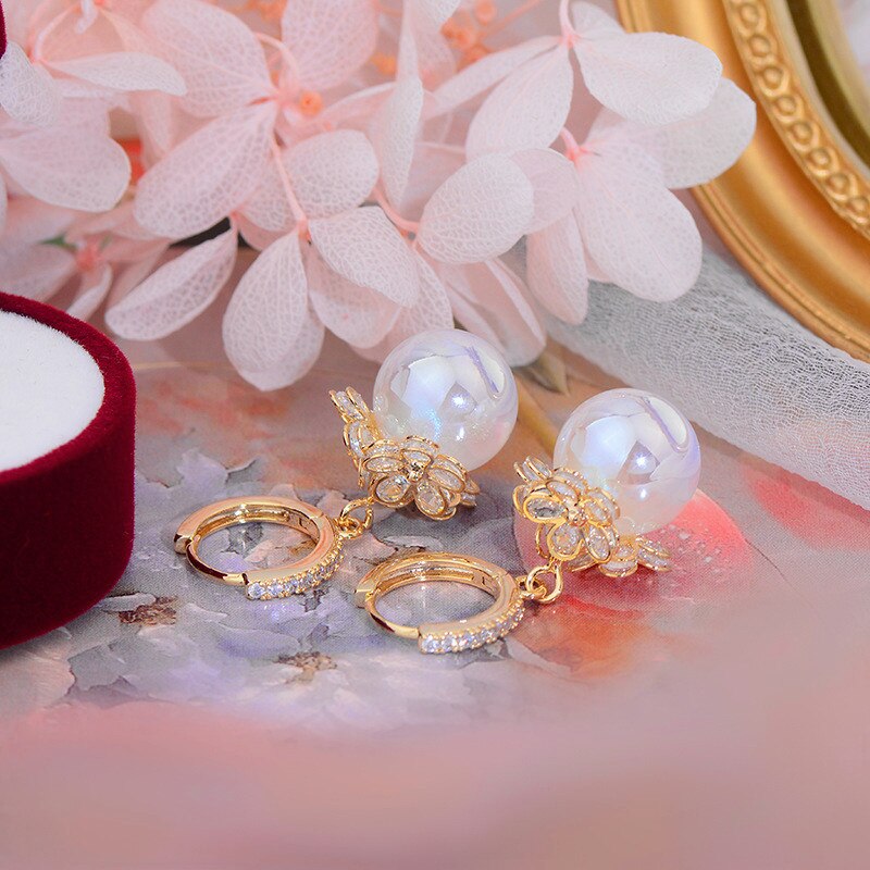  Iced Flower Pearl Earrings