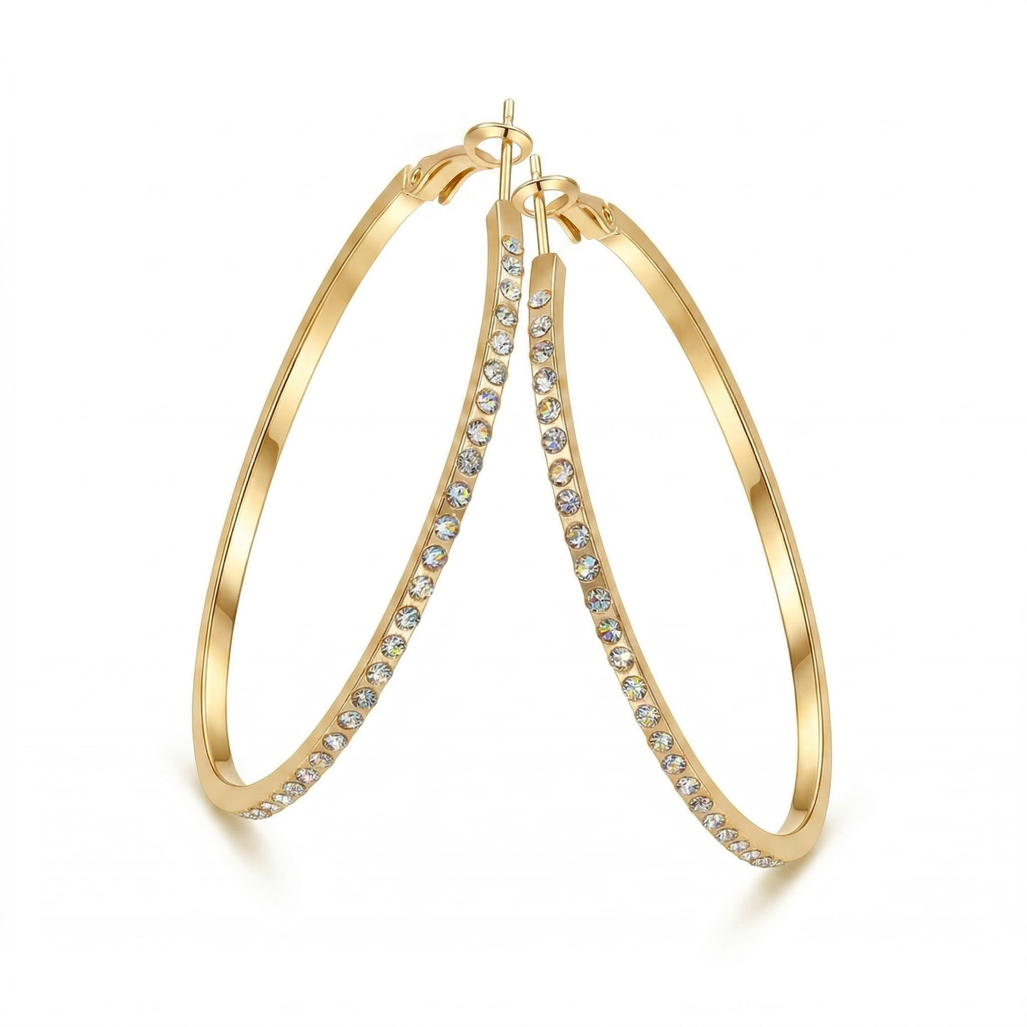  Iced Big Round Hoop Earrings