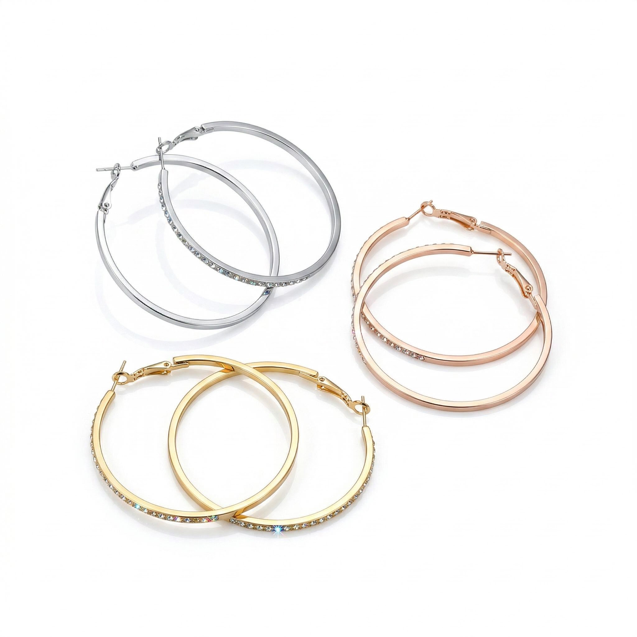  Iced Big Round Hoop Earrings