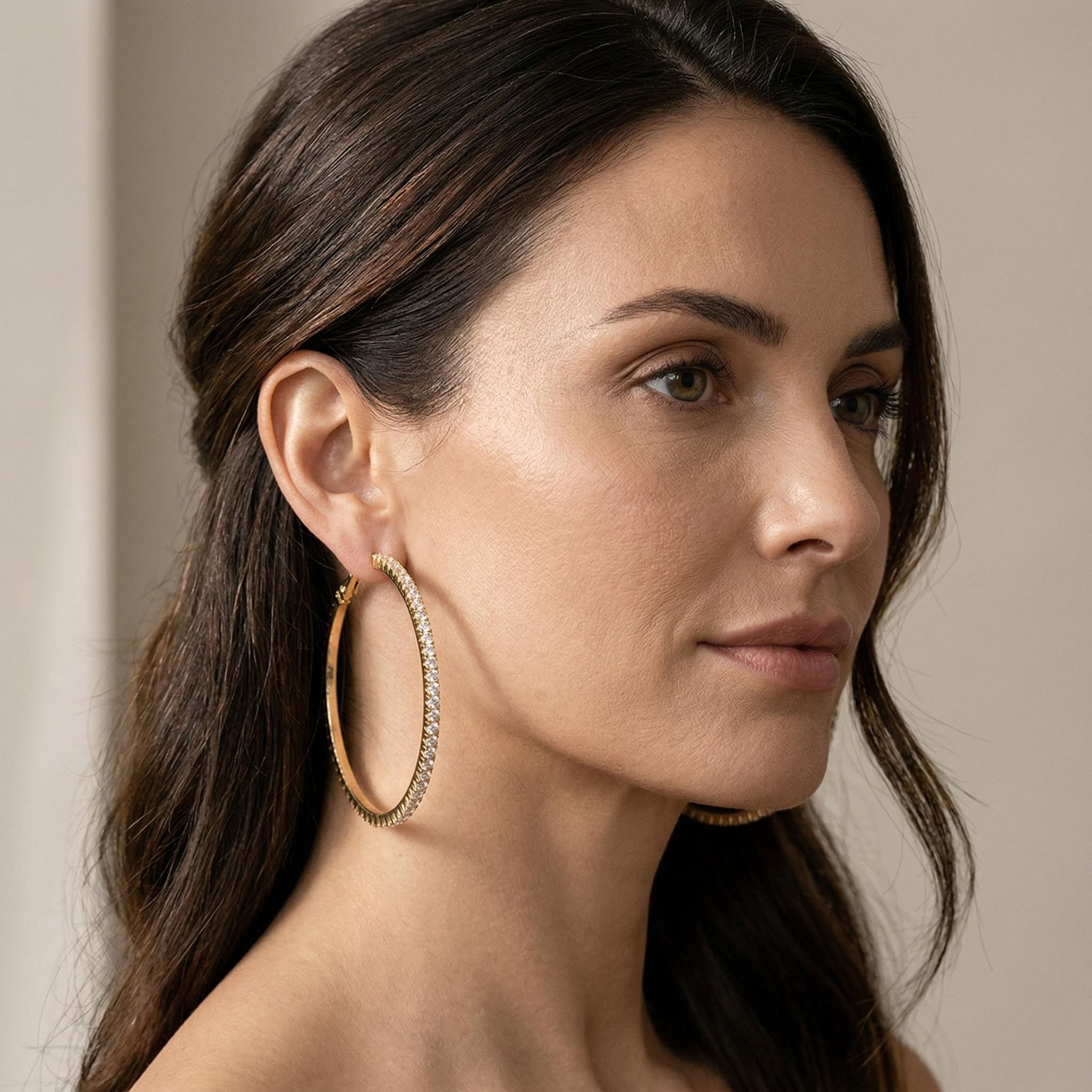  Iced Big Round Hoop Earrings