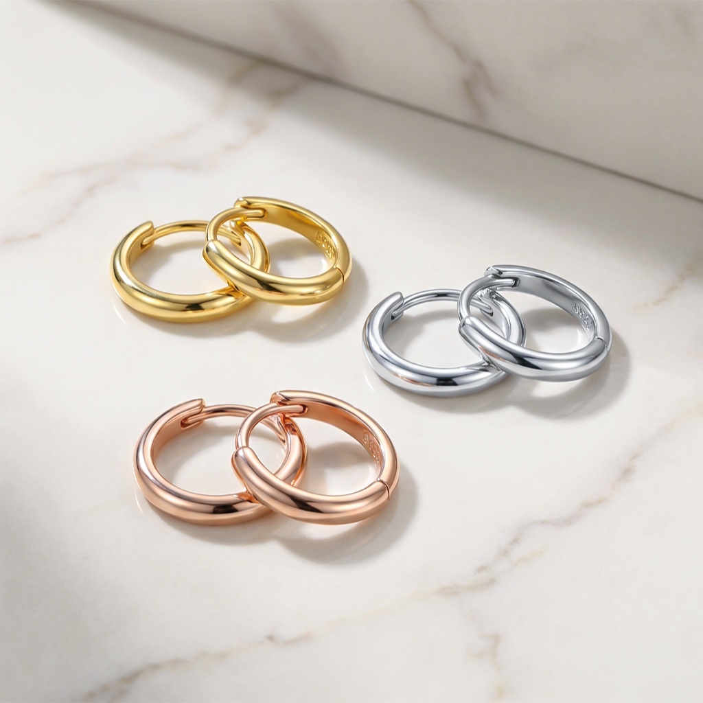  Sterling Silver Simple Hoop Earrings