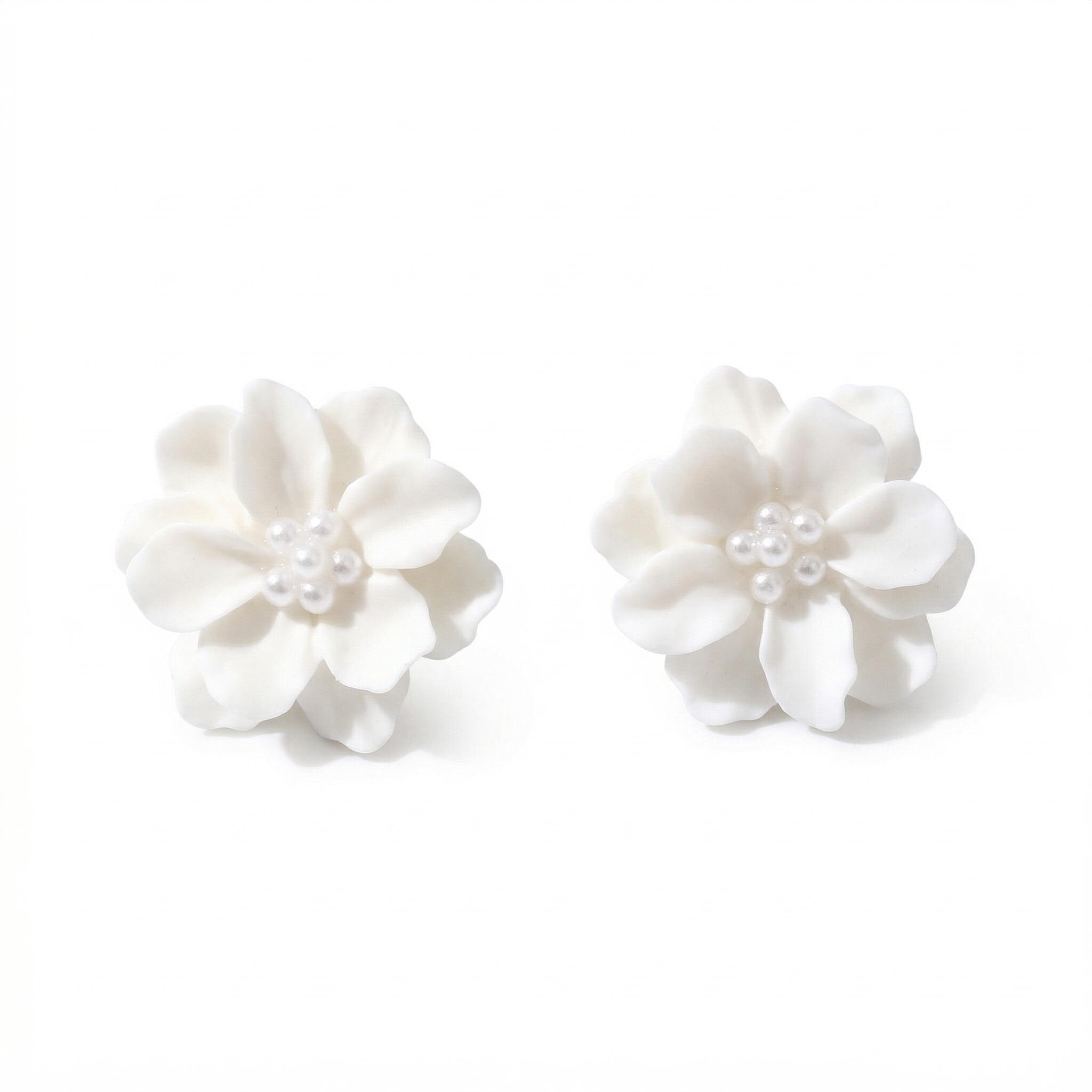  Camellia Flower Pearl Earrings