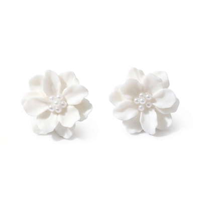  Camellia Flower Pearl Earrings