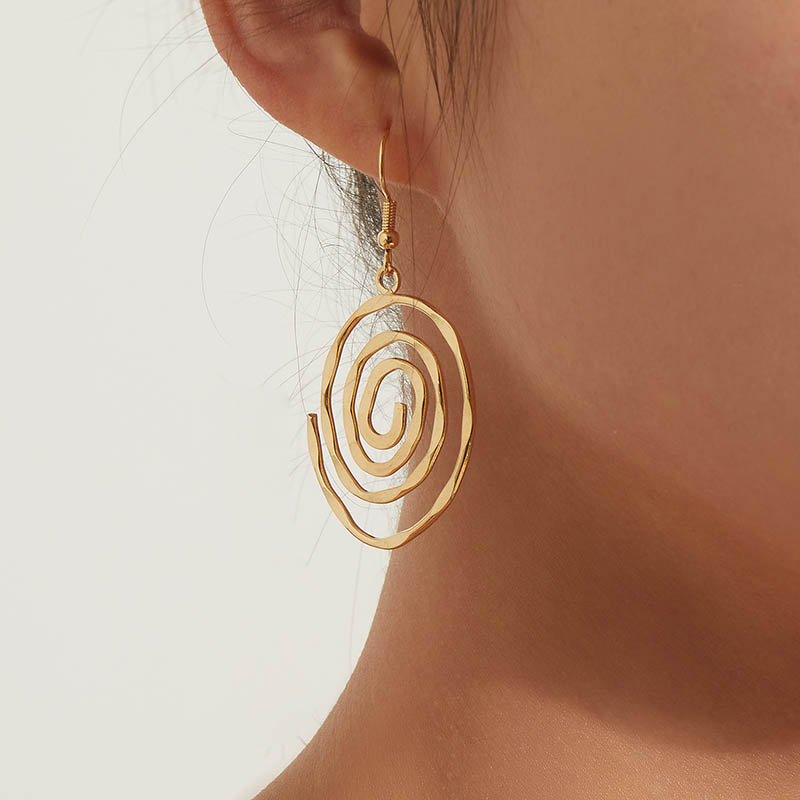 Round Hollow Swirl Earrings in Gold and Silver